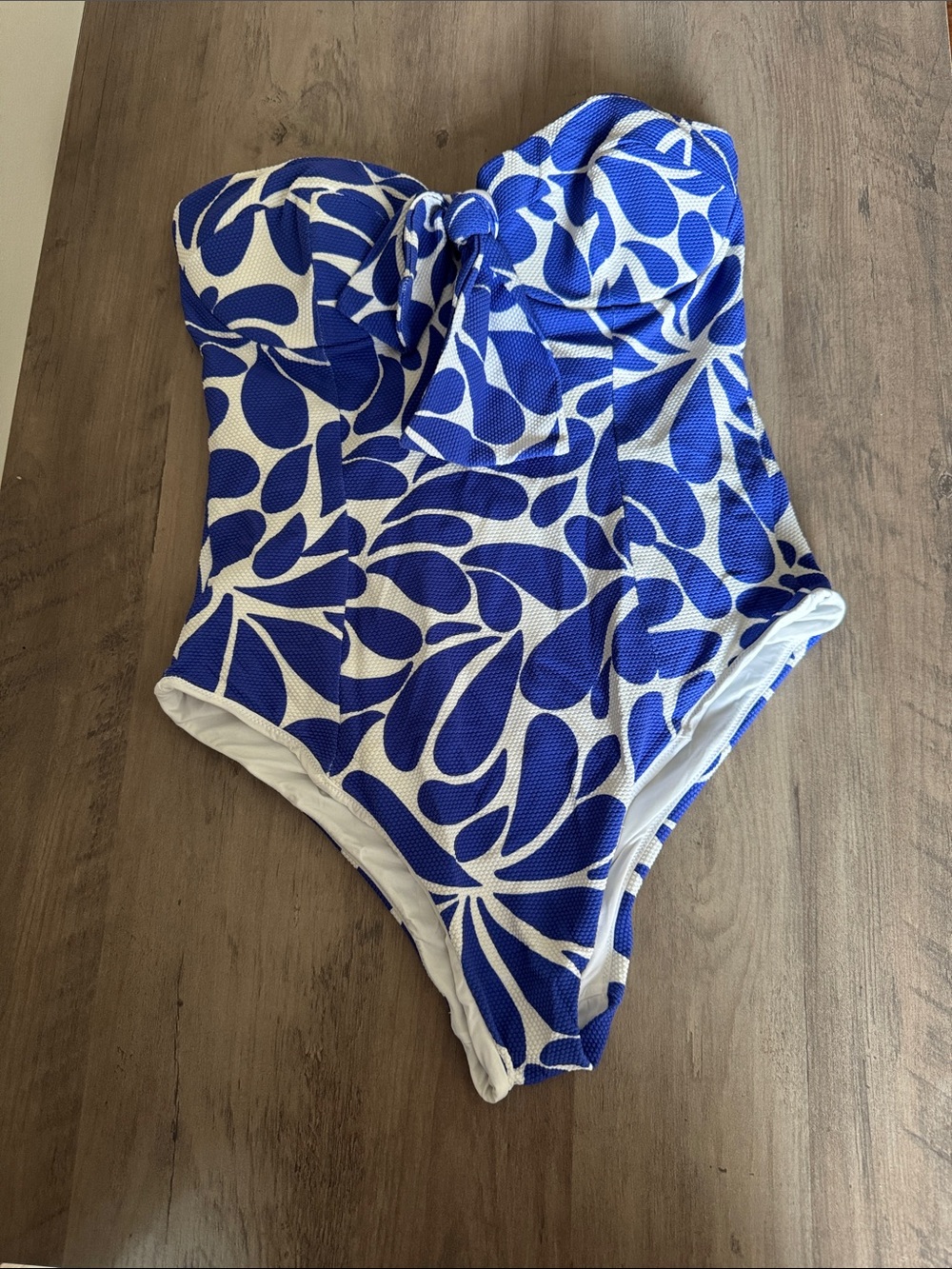 Blue & White Leaf-Print One-Piece Swimsuit